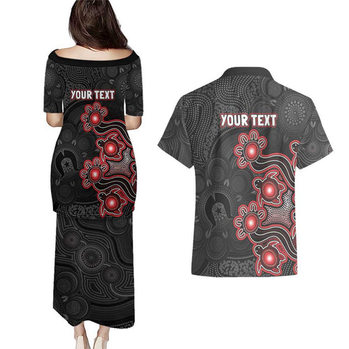 Personalised Melbourne Renegades NAIDOC Week 2026 Couples Matching Puletasi and Hawaiian Shirt Sea Turtles Aboriginal Art