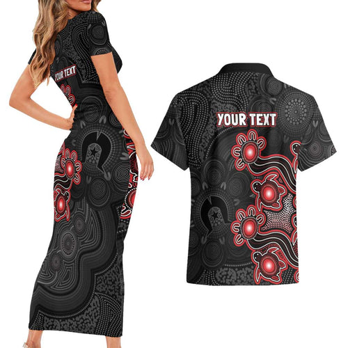 Personalised Melbourne Renegades NAIDOC Week 2026 Couples Matching Short Sleeve Bodycon Dress and Hawaiian Shirt Sea Turtles Aboriginal Art