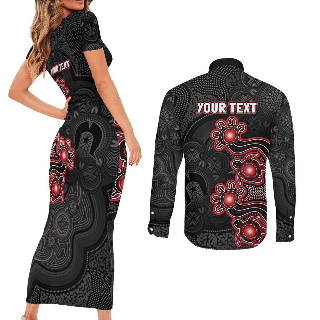 Personalised Melbourne Renegades NAIDOC Week 2026 Couples Matching Short Sleeve Bodycon Dress and Long Sleeve Button Shirt Sea Turtles Aboriginal Art
