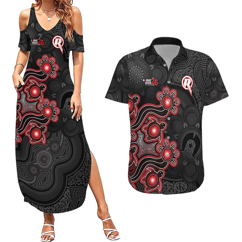 Personalised Melbourne Renegades NAIDOC Week 2026 Couples Matching Summer Maxi Dress and Hawaiian Shirt Sea Turtles Aboriginal Art