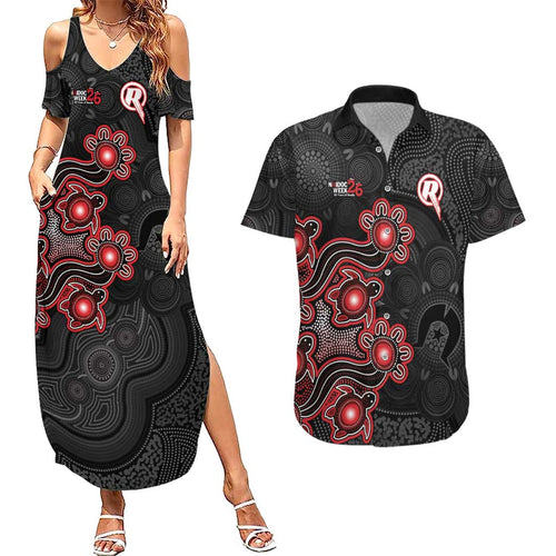 Personalised Melbourne Renegades NAIDOC Week 2026 Couples Matching Summer Maxi Dress and Hawaiian Shirt Sea Turtles Aboriginal Art
