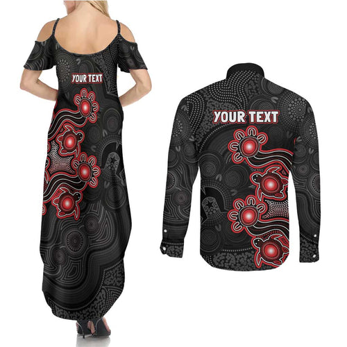 Personalised Melbourne Renegades NAIDOC Week 2026 Couples Matching Summer Maxi Dress and Long Sleeve Button Shirt Sea Turtles Aboriginal Art
