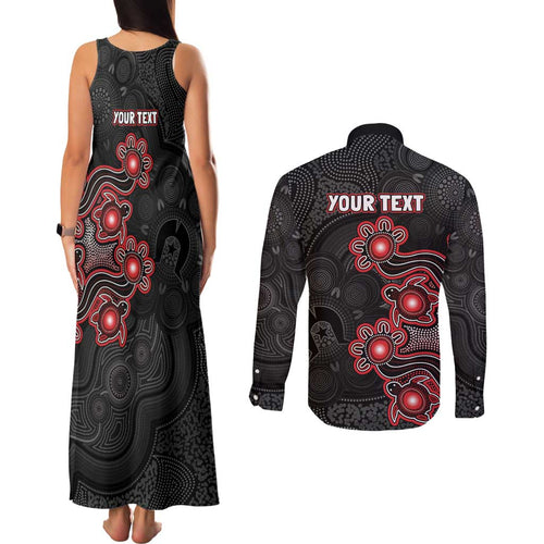 Personalised Melbourne Renegades NAIDOC Week 2026 Couples Matching Tank Maxi Dress and Long Sleeve Button Shirt Sea Turtles Aboriginal Art