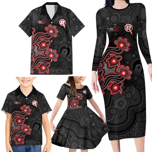 Personalised Melbourne Renegades NAIDOC Week 2026 Family Matching Long Sleeve Bodycon Dress and Hawaiian Shirt Sea Turtles Aboriginal Art