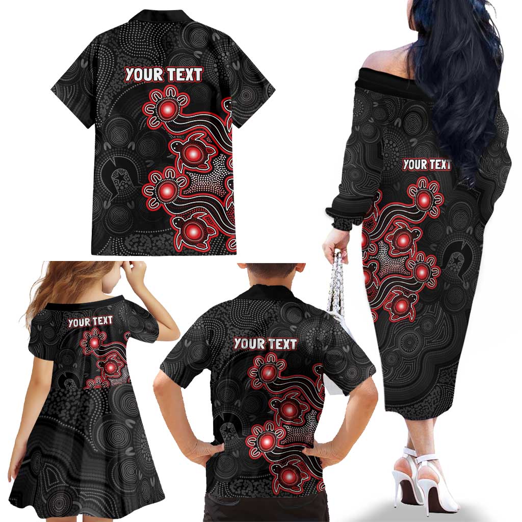 Personalised Melbourne Renegades NAIDOC Week 2026 Family Matching Off The Shoulder Long Sleeve Dress and Hawaiian Shirt Sea Turtles Aboriginal Art