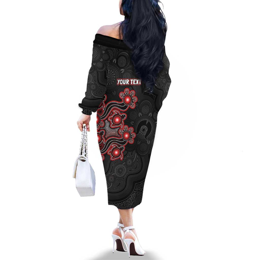 Personalised Melbourne Renegades NAIDOC Week 2026 Family Matching Off The Shoulder Long Sleeve Dress and Hawaiian Shirt Sea Turtles Aboriginal Art