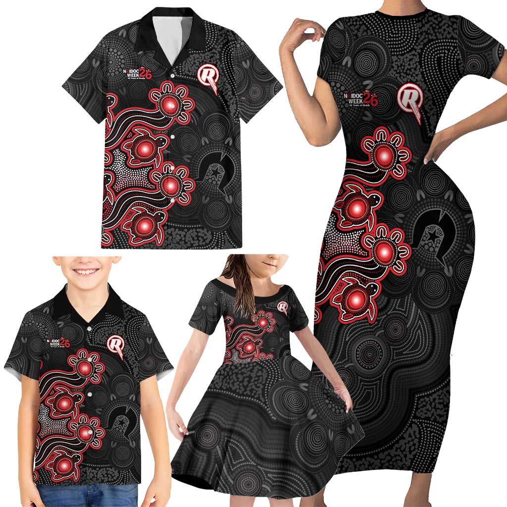 Personalised Melbourne Renegades NAIDOC Week 2026 Family Matching Short Sleeve Bodycon Dress and Hawaiian Shirt Sea Turtles Aboriginal Art