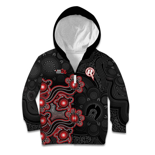Personalised Melbourne Renegades NAIDOC Week 2026 Kid Hoodie Sea Turtles Aboriginal Art