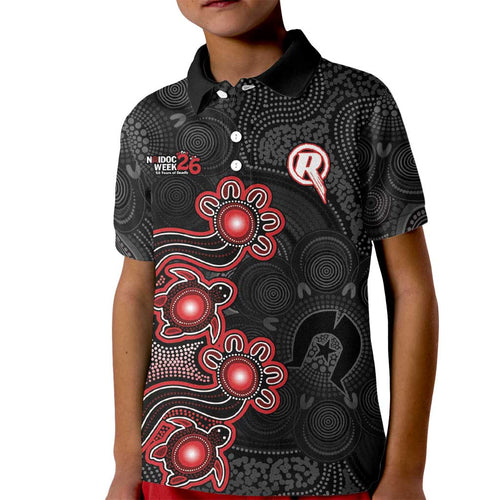 Personalised Melbourne Renegades NAIDOC Week 2026 Kid Polo Shirt Sea Turtles Aboriginal Art
