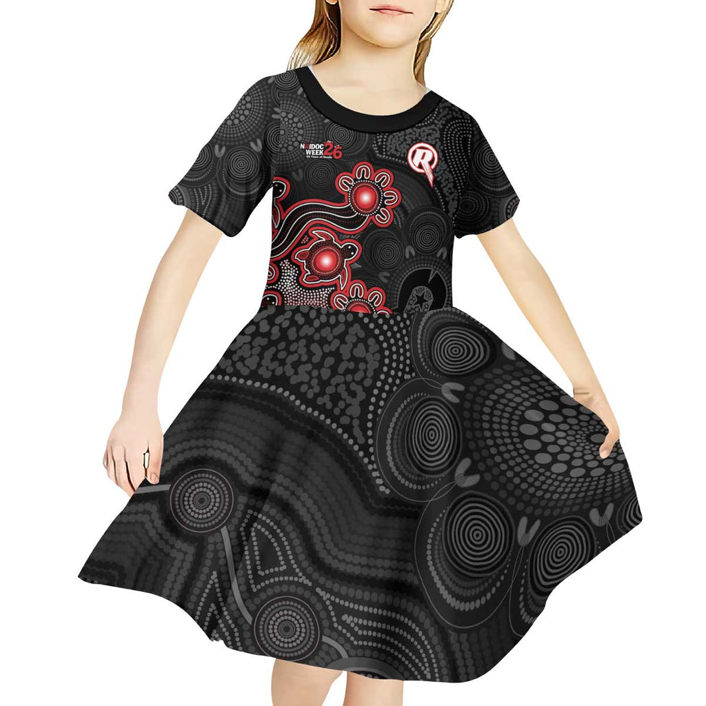 Personalised Melbourne Renegades NAIDOC Week 2026 Kid Short Sleeve Dress Sea Turtles Aboriginal Art