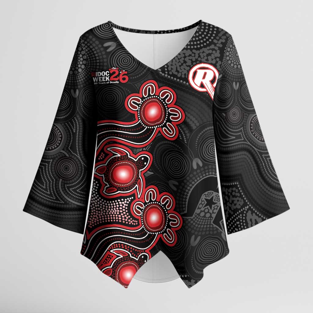 Personalised Melbourne Renegades NAIDOC Week 2026 Kimono Sleeve Blouse Sea Turtles Aboriginal Art