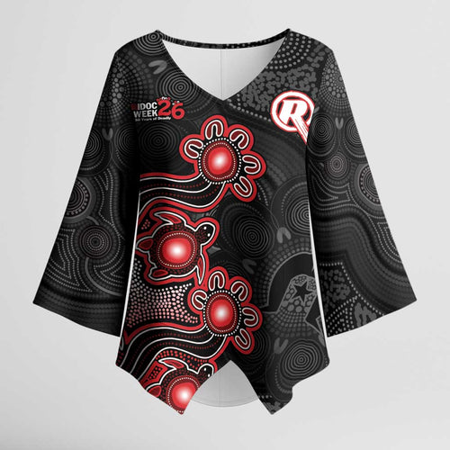 Personalised Melbourne Renegades NAIDOC Week 2026 Kimono Sleeve Blouse Sea Turtles Aboriginal Art