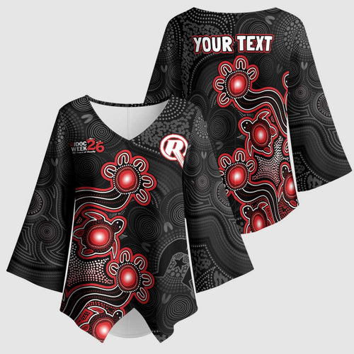 Personalised Melbourne Renegades NAIDOC Week 2026 Kimono Sleeve Blouse Sea Turtles Aboriginal Art