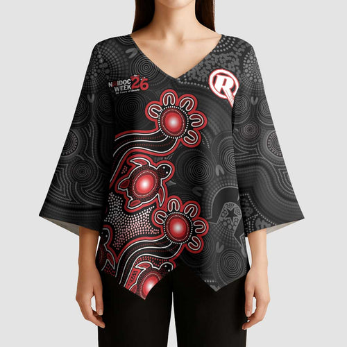 Personalised Melbourne Renegades NAIDOC Week 2026 Kimono Sleeve Blouse Sea Turtles Aboriginal Art