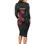 Personalised Melbourne Renegades NAIDOC Week 2026 Long Sleeve Bodycon Dress Sea Turtles Aboriginal Art