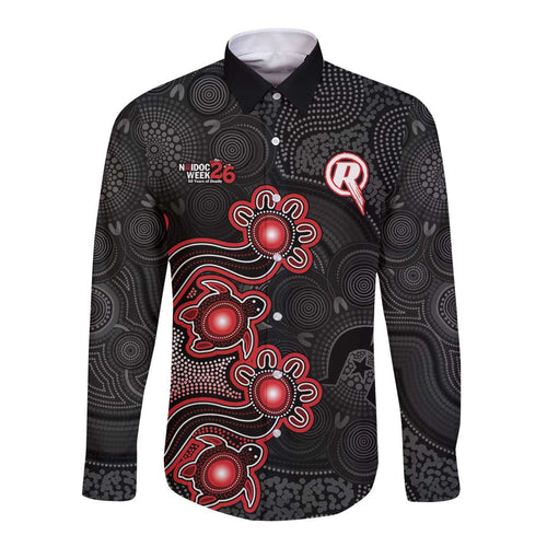 Personalised Melbourne Renegades NAIDOC Week 2026 Long Sleeve Button Shirt Sea Turtles Aboriginal Art