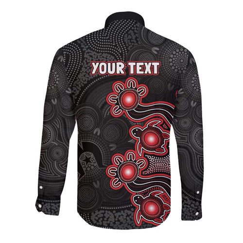 Personalised Melbourne Renegades NAIDOC Week 2026 Long Sleeve Button Shirt Sea Turtles Aboriginal Art