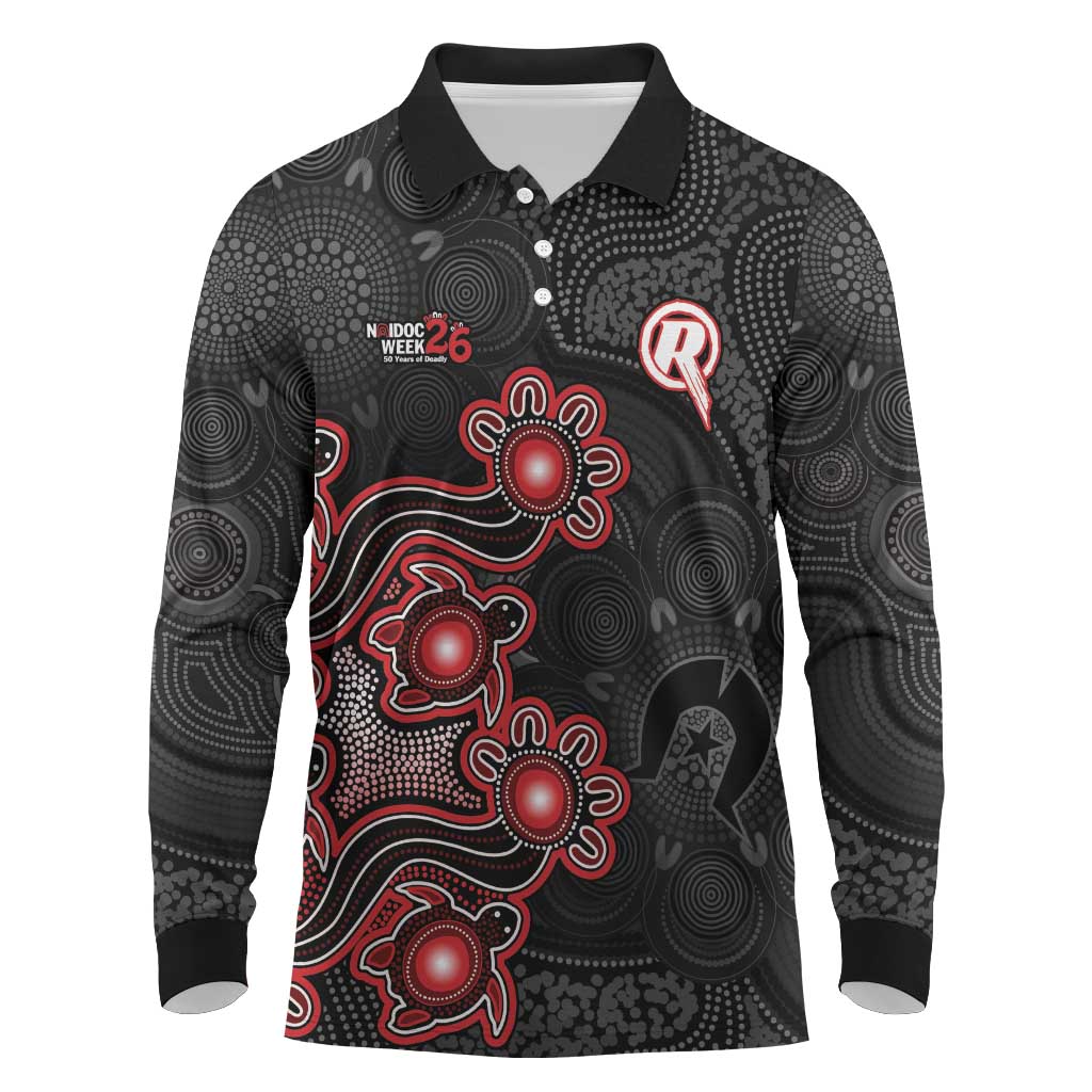 Personalised Melbourne Renegades NAIDOC Week 2026 Long Sleeve Polo Shirt Sea Turtles Aboriginal Art