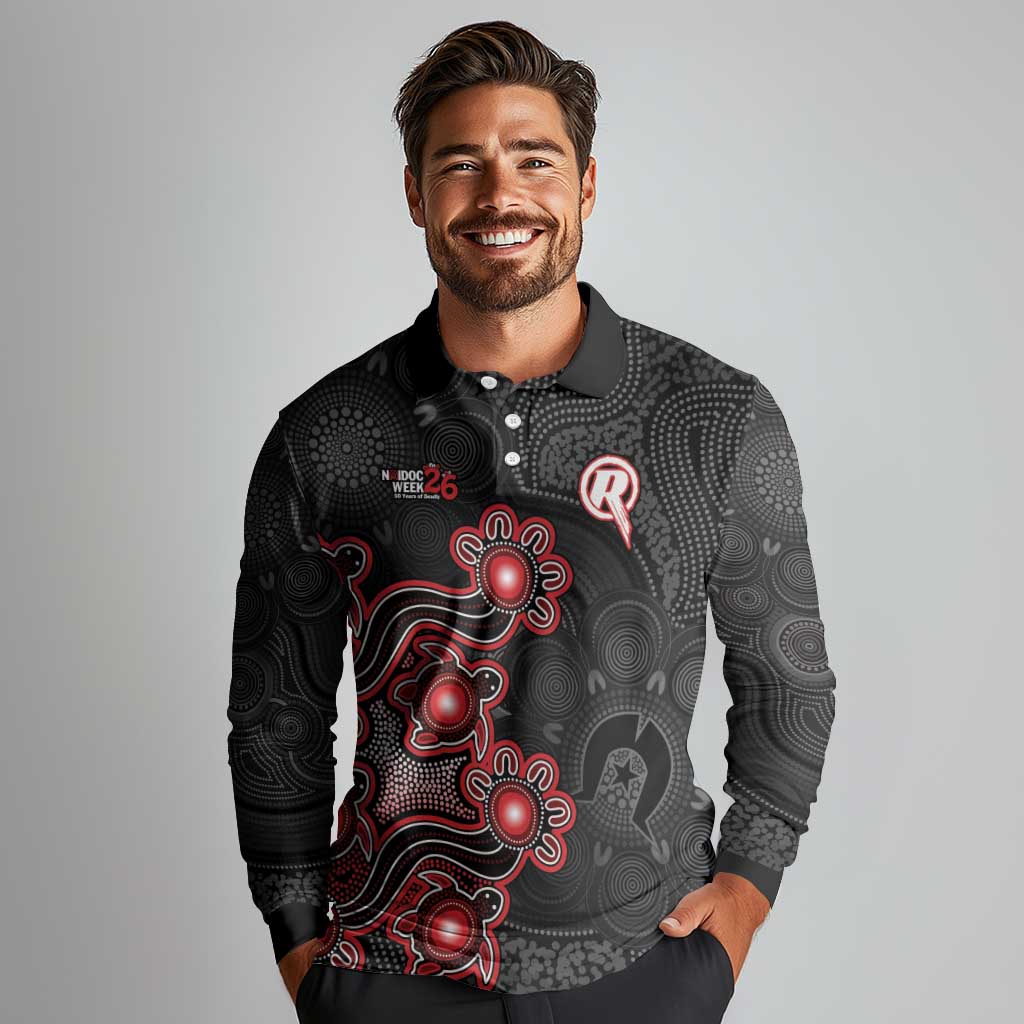 Personalised Melbourne Renegades NAIDOC Week 2026 Long Sleeve Polo Shirt Sea Turtles Aboriginal Art