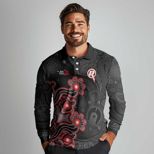 Personalised Melbourne Renegades NAIDOC Week 2026 Long Sleeve Polo Shirt Sea Turtles Aboriginal Art