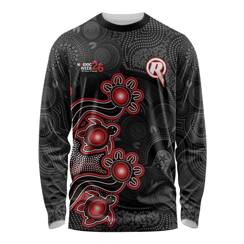 Personalised Melbourne Renegades NAIDOC Week 2026 Long Sleeve Shirt Sea Turtles Aboriginal Art