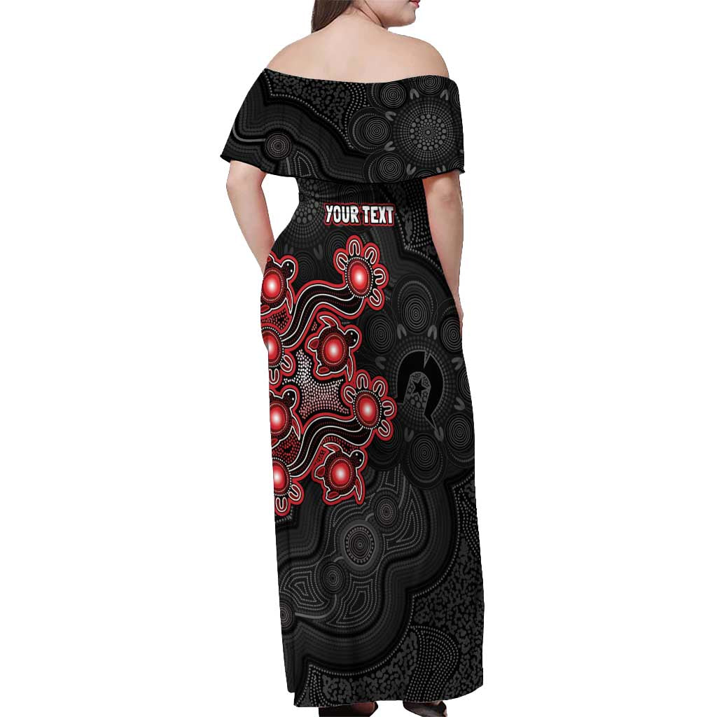 Personalised Melbourne Renegades NAIDOC Week 2026 Off Shoulder Maxi Dress Sea Turtles Aboriginal Art