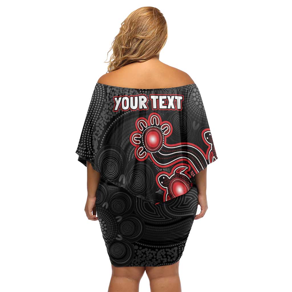 Personalised Melbourne Renegades NAIDOC Week 2026 Off Shoulder Short Dress Sea Turtles Aboriginal Art