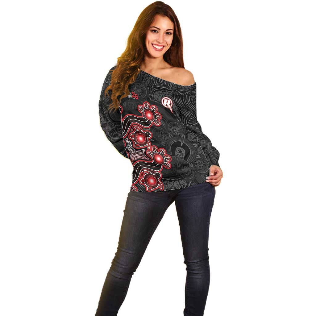 Personalised Melbourne Renegades NAIDOC Week 2026 Off Shoulder Sweater Sea Turtles Aboriginal Art
