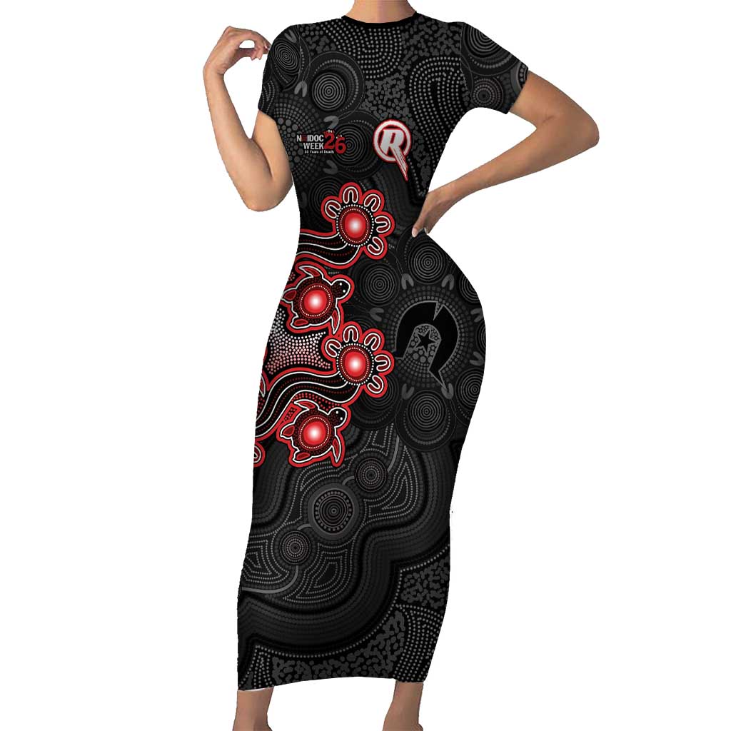 Personalised Melbourne Renegades NAIDOC Week 2026 Short Sleeve Bodycon Dress Sea Turtles Aboriginal Art