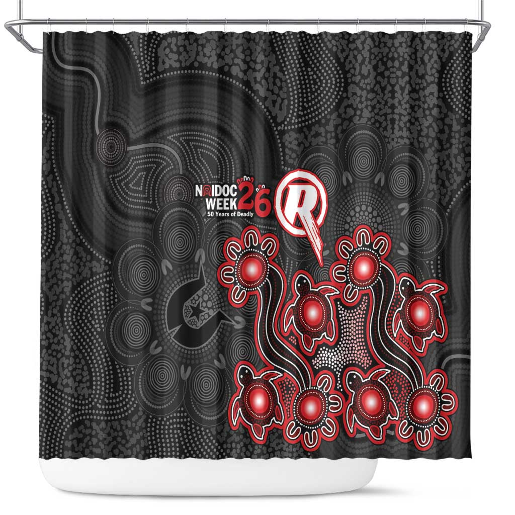 Melbourne Renegades NAIDOC Week 2026 Shower Curtain Sea Turtles Aboriginal Art