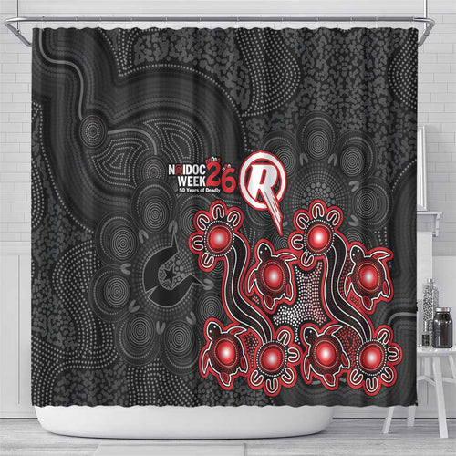 Melbourne Renegades NAIDOC Week 2026 Shower Curtain Sea Turtles Aboriginal Art