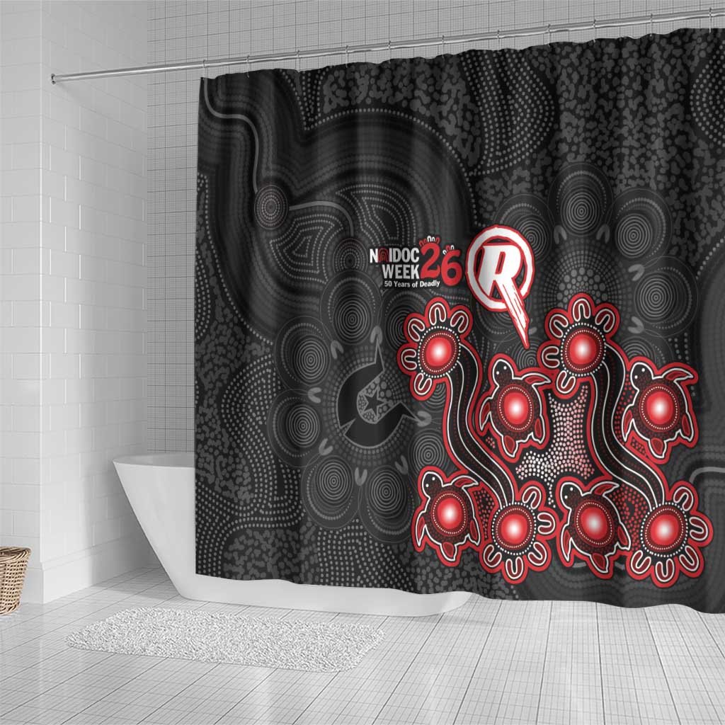 Melbourne Renegades NAIDOC Week 2026 Shower Curtain Sea Turtles Aboriginal Art