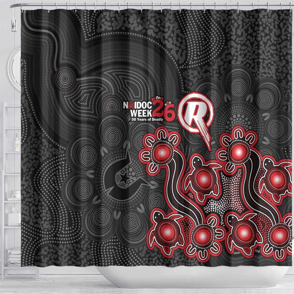 Melbourne Renegades NAIDOC Week 2026 Shower Curtain Sea Turtles Aboriginal Art