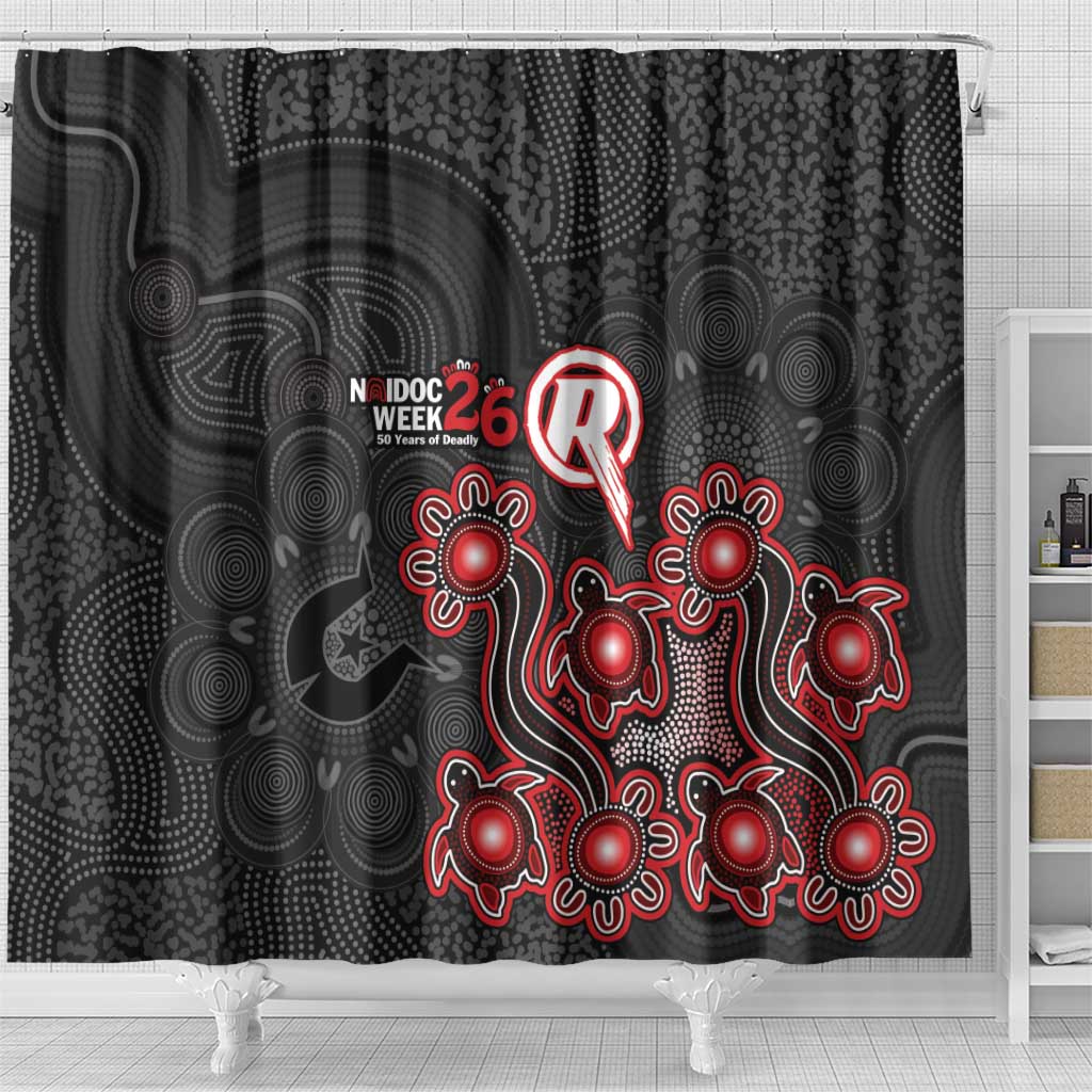 Melbourne Renegades NAIDOC Week 2026 Shower Curtain Sea Turtles Aboriginal Art