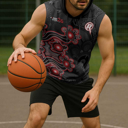 Personalised Melbourne Renegades NAIDOC Week 2026 Sleeveless Hoodie Sea Turtles Aboriginal Art