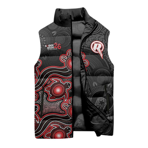 Personalised Melbourne Renegades NAIDOC Week 2026 Sleeveless Puffer Jacket Sea Turtles Aboriginal Art