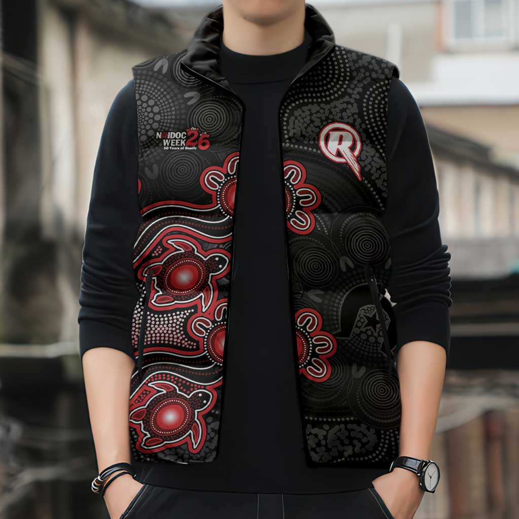 Personalised Melbourne Renegades NAIDOC Week 2026 Sleeveless Puffer Jacket Sea Turtles Aboriginal Art