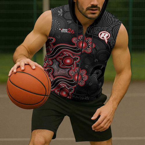 Personalised Melbourne Renegades NAIDOC Week 2026 Sleeveless Zip Hoodie Sea Turtles Aboriginal Art