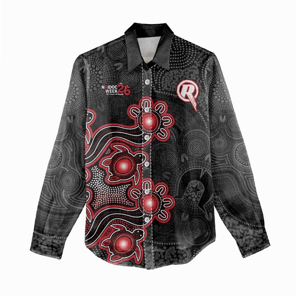 Personalised Melbourne Renegades NAIDOC Week 2026 Women Casual Shirt Sea Turtles Aboriginal Art