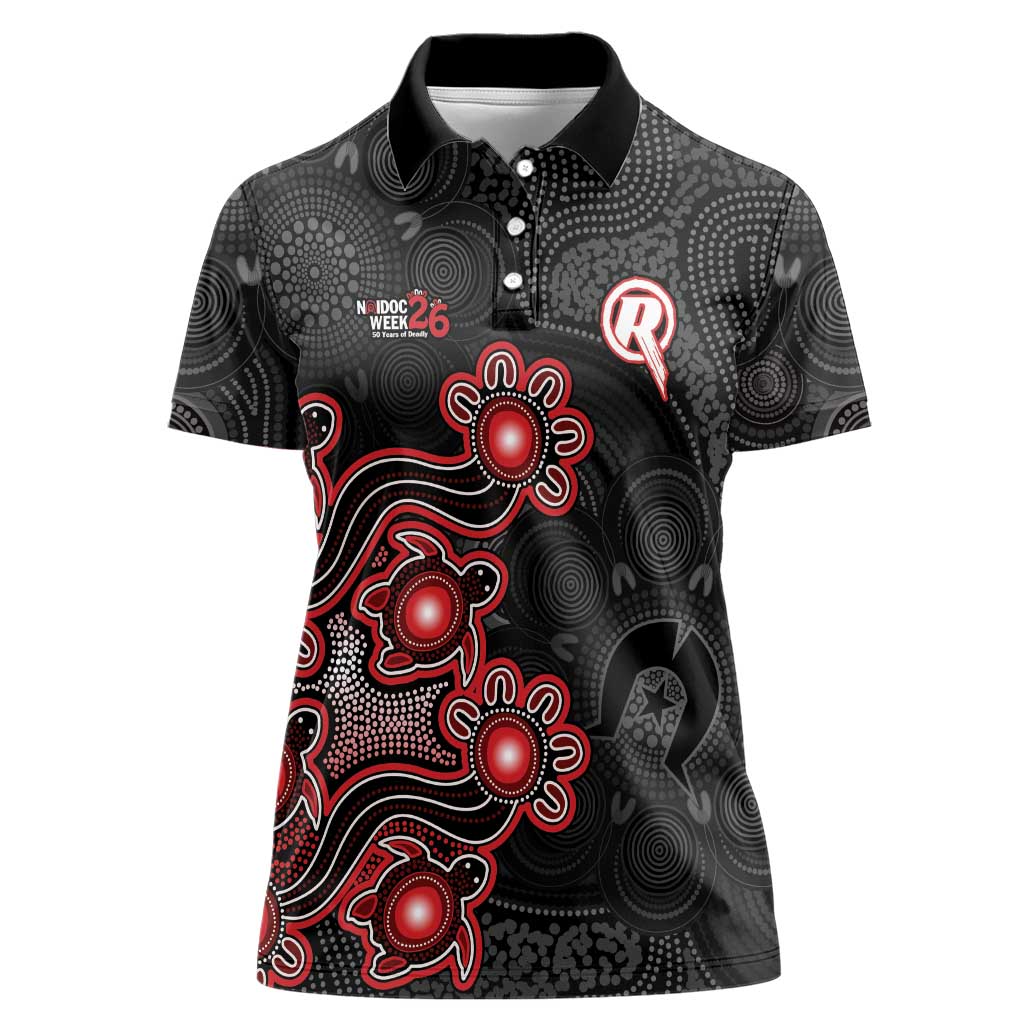 Personalised Melbourne Renegades NAIDOC Week 2026 Women Polo Shirt Sea Turtles Aboriginal Art