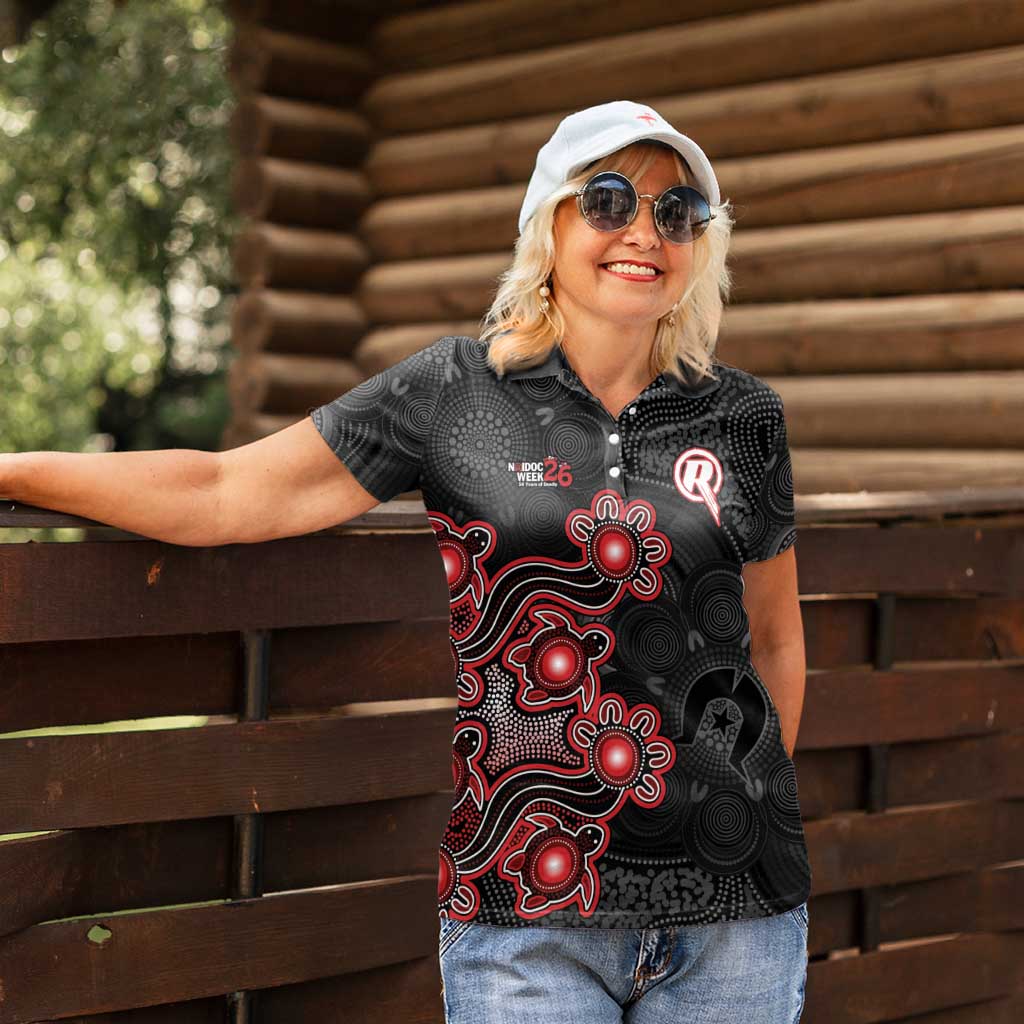 Personalised Melbourne Renegades NAIDOC Week 2026 Women Polo Shirt Sea Turtles Aboriginal Art