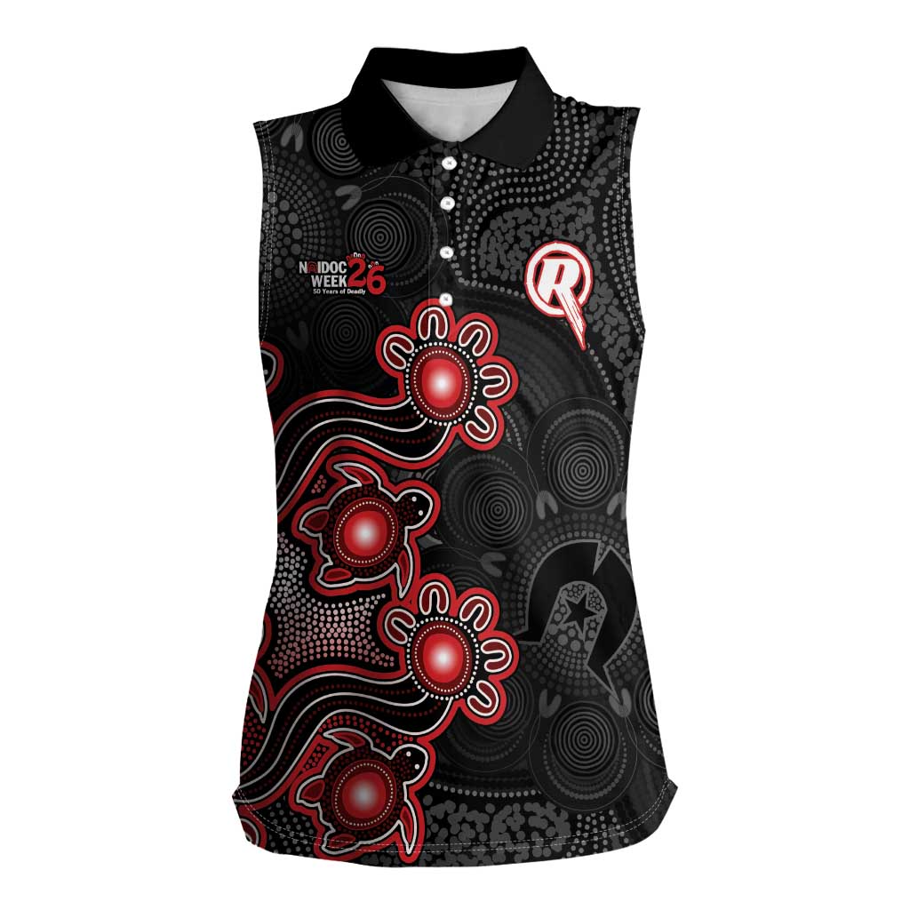 Personalised Melbourne Renegades NAIDOC Week 2026 Women Sleeveless Polo Shirt Sea Turtles Aboriginal Art