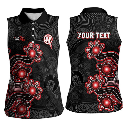 Personalised Melbourne Renegades NAIDOC Week 2026 Women Sleeveless Polo Shirt Sea Turtles Aboriginal Art