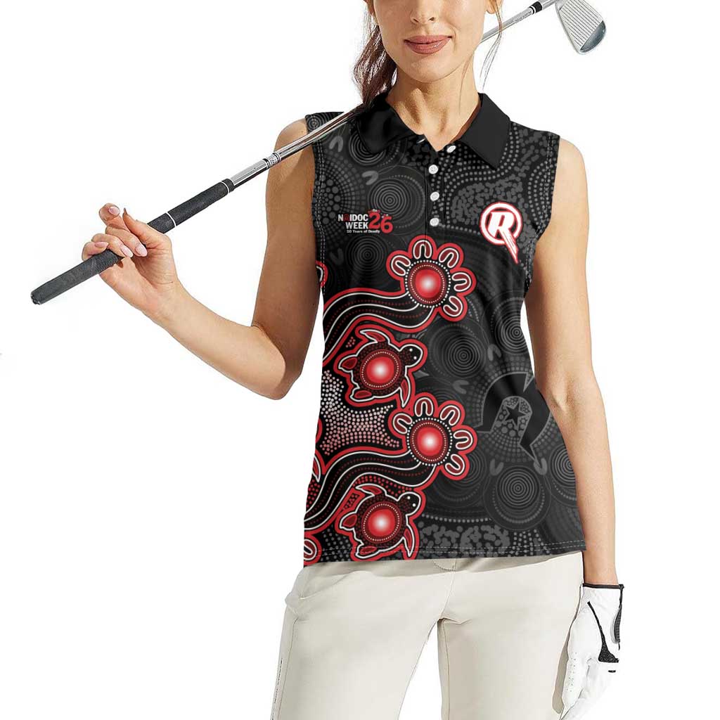 Personalised Melbourne Renegades NAIDOC Week 2026 Women Sleeveless Polo Shirt Sea Turtles Aboriginal Art