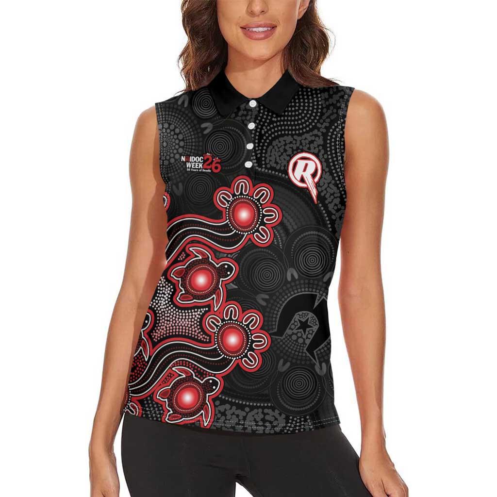 Personalised Melbourne Renegades NAIDOC Week 2026 Women Sleeveless Polo Shirt Sea Turtles Aboriginal Art