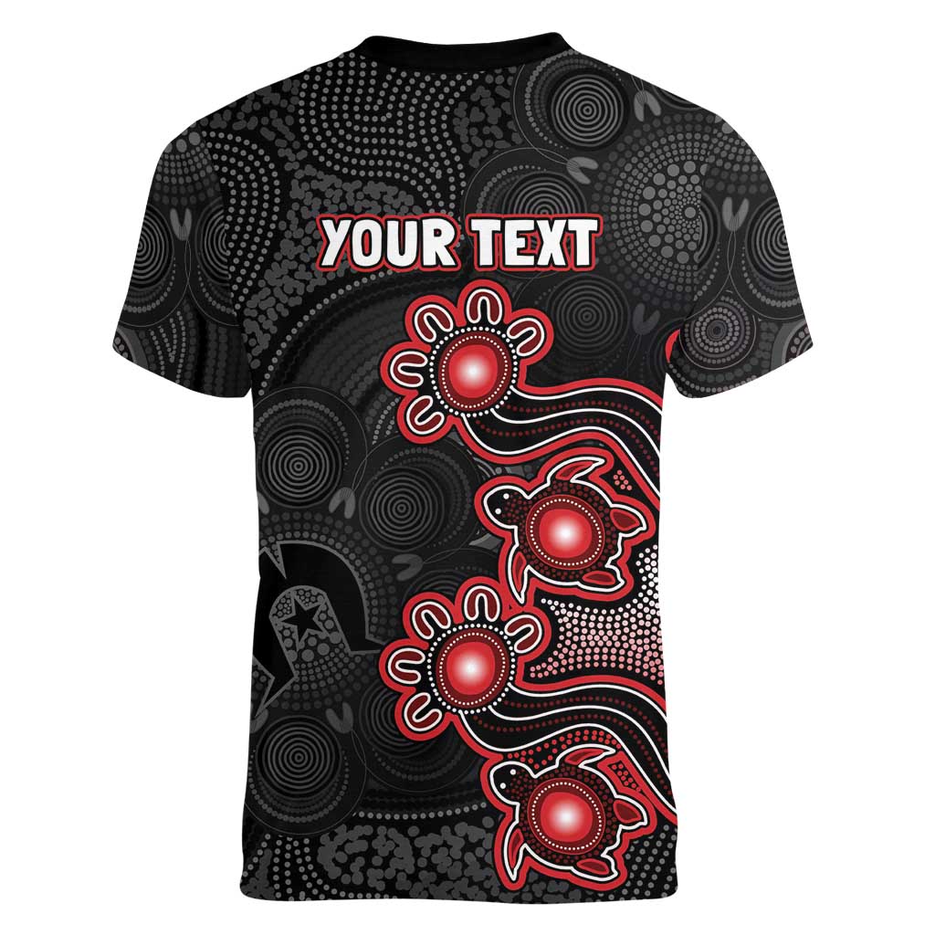 Personalised Melbourne Renegades NAIDOC Week 2026 Women V-Neck T-Shirt Sea Turtles Aboriginal Art