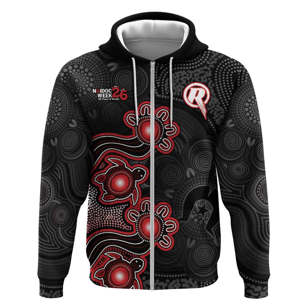 Personalised Melbourne Renegades NAIDOC Week 2026 Zip Hoodie Sea Turtles Aboriginal Art