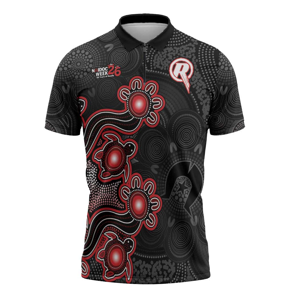 Personalised Melbourne Renegades NAIDOC Week 2026 Zipper Polo Shirt Sea Turtles Aboriginal Art