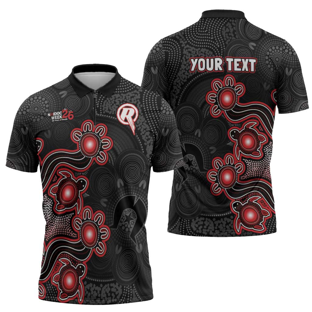 Personalised Melbourne Renegades NAIDOC Week 2026 Zipper Polo Shirt Sea Turtles Aboriginal Art