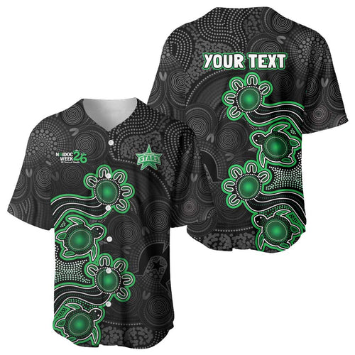 Personalised Melbourne Stars NAIDOC Week 2026 Baseball Jersey Sea Turtles Aboriginal Art